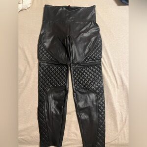 SPANX Faux Leather Black Moto Large Petite Leggings